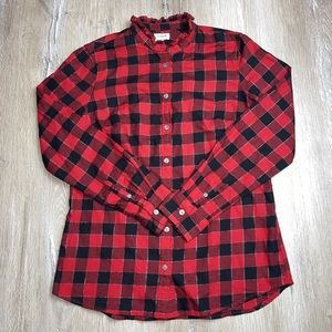 JCrew red and black plaid shirt